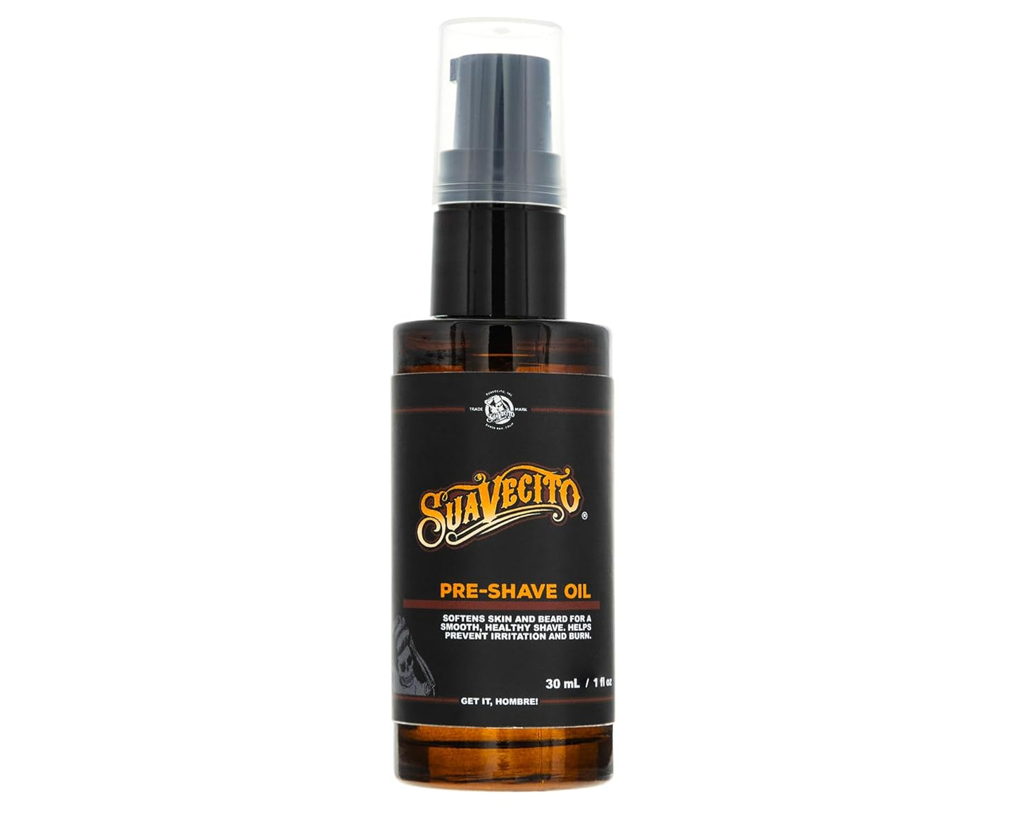 Suavecito Shave Oil - Softens Skin & Beard, Prevents Irritation - 1 oz Pump Bottle with Natural Ingredients & Vitamin E