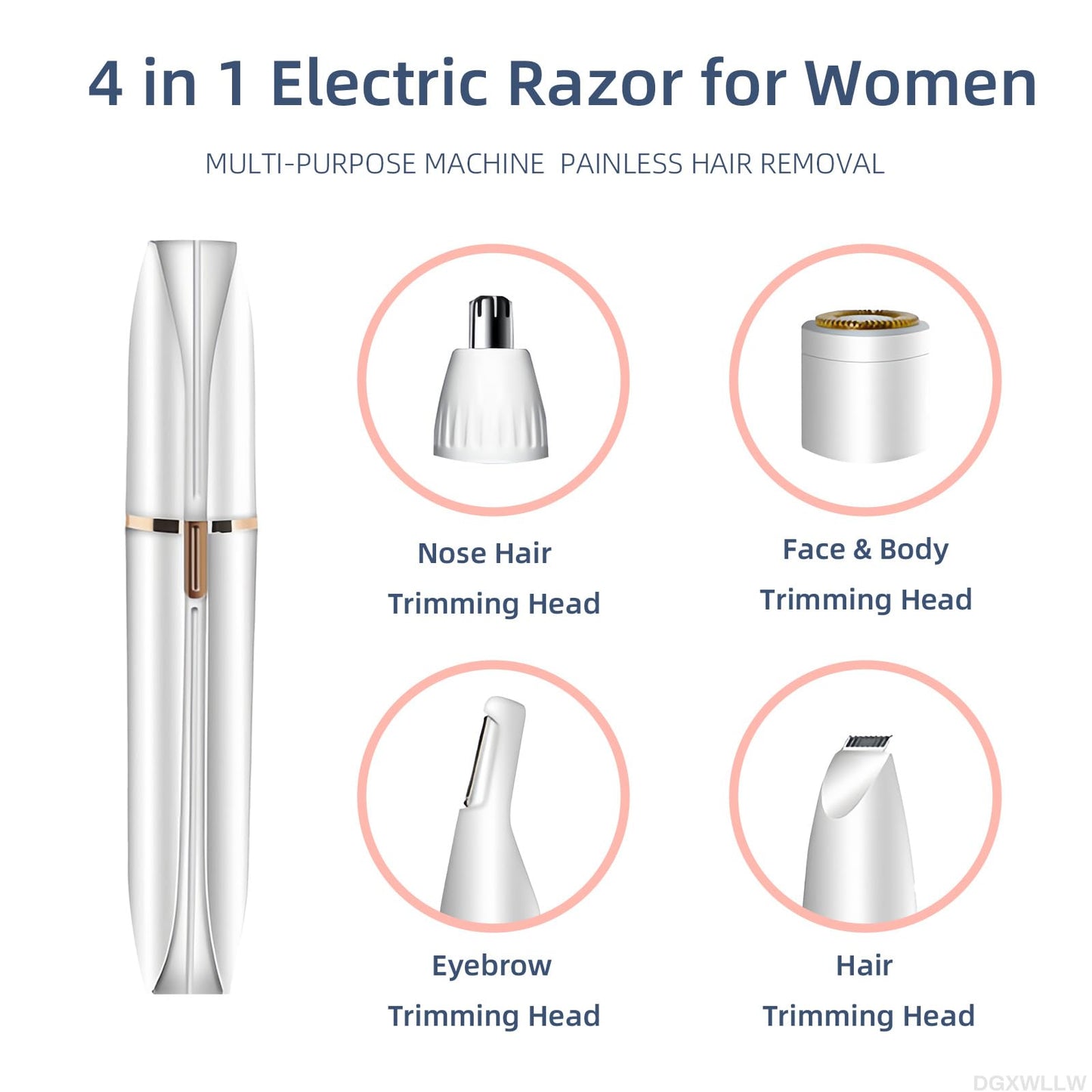 DGXWLLW Electric Eyebrow Trimmer, Rechargeable Eyebrow Hair Remover for Women Men, Cordless Face Shavers, Painless Hair Removal for Eyebrows, Neckline, Nose, Peach Fuzz Lips, and Other Detailing