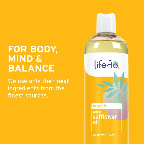 Life-flo Pure Safflower Oil - Organic Moisture-Rich Face & Body Oil | Hypoallergenic 16oz for Skin & Hair Care