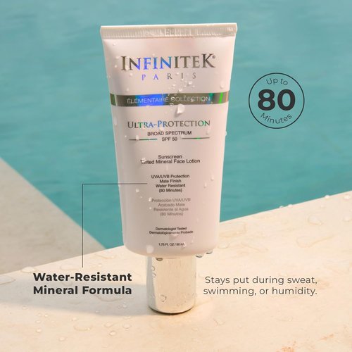 Infinitek Paris Tinted Mineral Face Sunscreen SPF 50 - UVA/UVB & Blue Light Protection | Matte Finish, Water Resistant | 1.75 fl oz / 50 ml