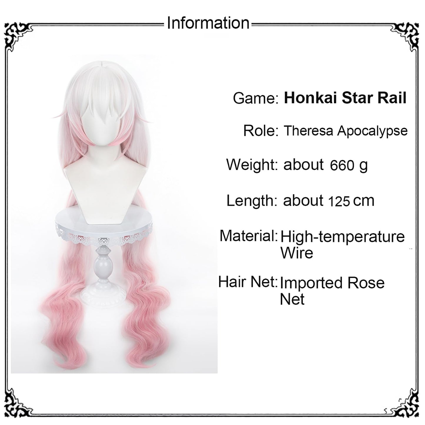 XiongXiongLe Honkai Star Rail Theresa Apocalypse Cosplay Wig Middle Long Curly White Pink Gradient Hair Wigs for Women Girls Cos Anime Game Party Halloween Christmas(Theresa Apocalypse)