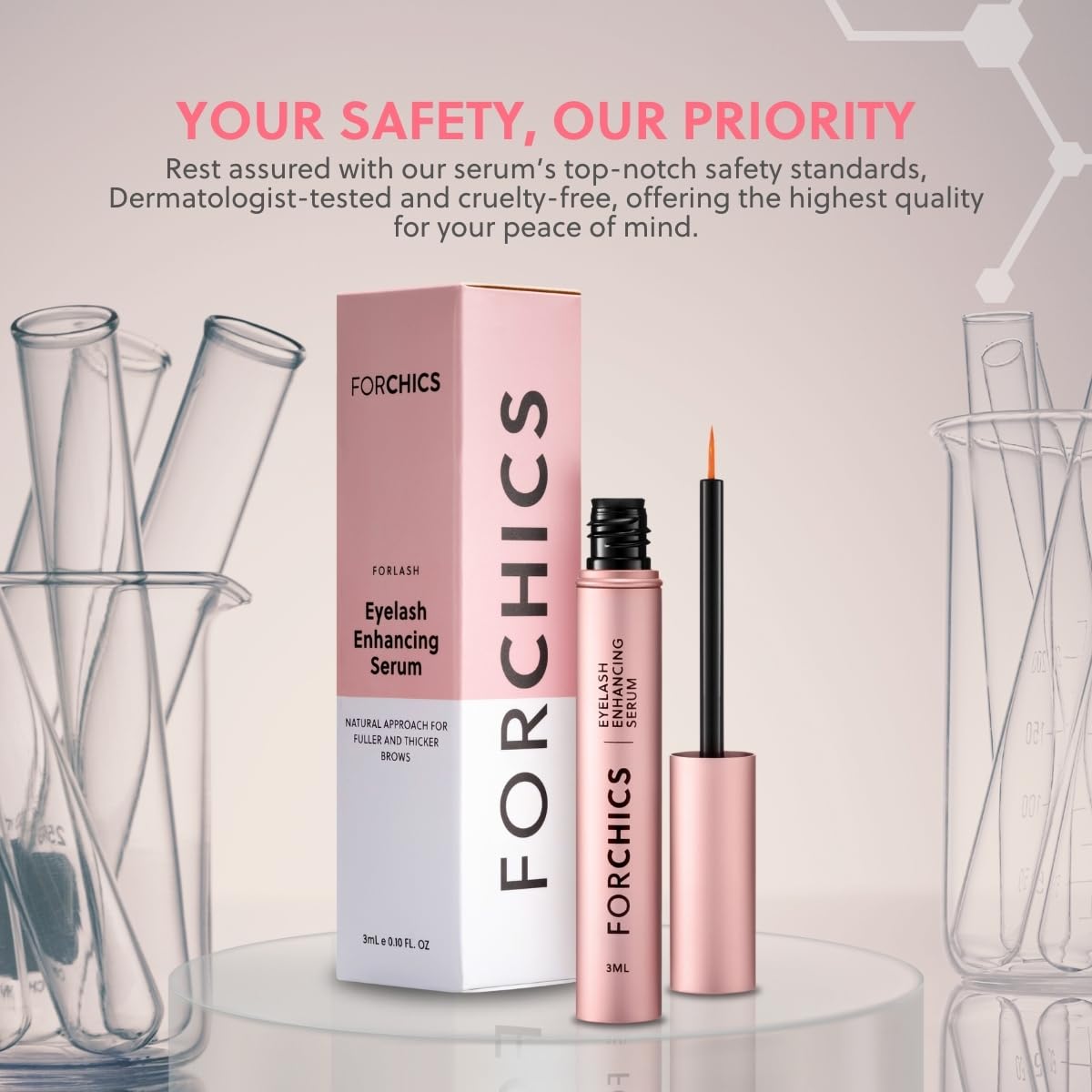 ForLash by ForChics: 2 Pack Ultimate Eyelash Hormone-Free Growth Serum for Enhanced Fuller, Thicker, Longer Lashes - Regrowth Booster, Organic Formula, Vegan & Cruelty-Free