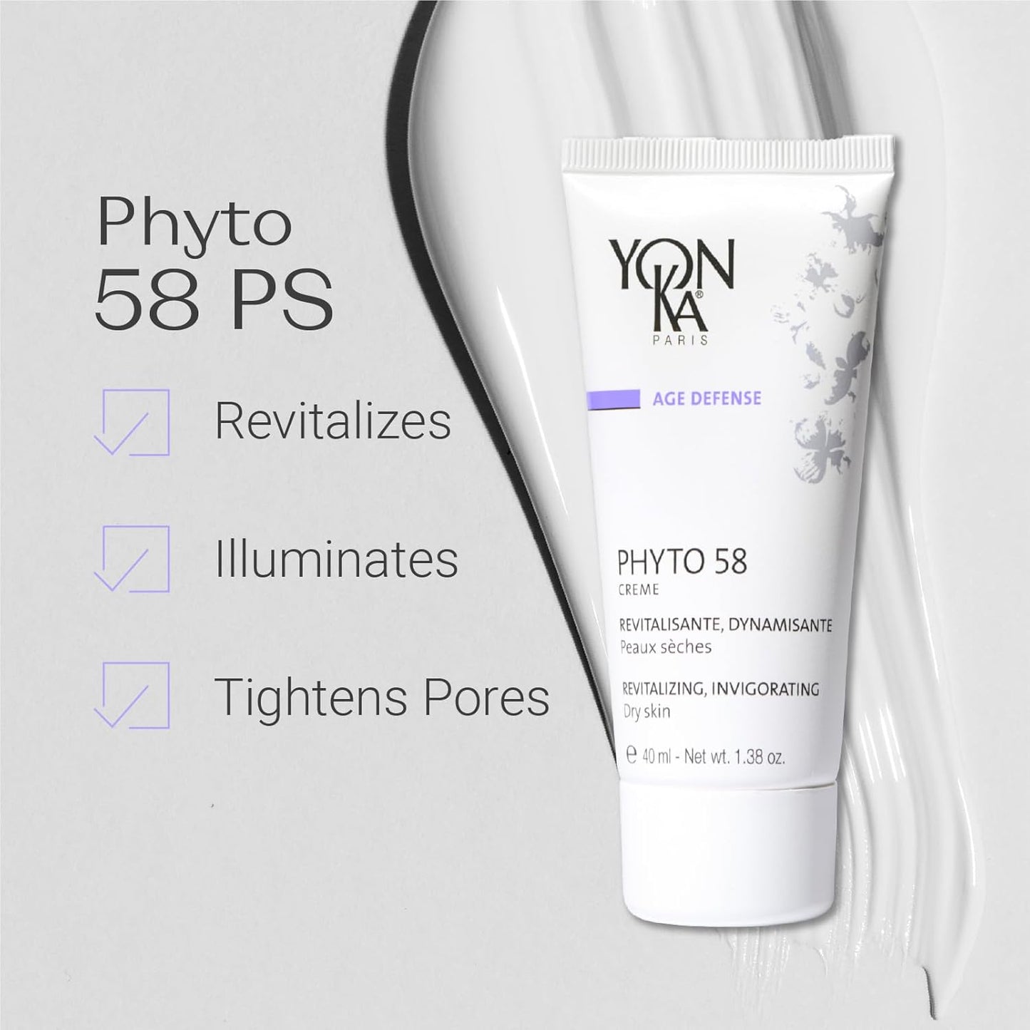 Yonka Phyto 58 PS Night Cream - Anti-Aging Vitamin E Moisturizer for Dry Skin | 1.73 oz