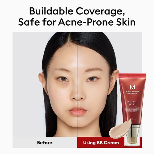 MISSHA M Perfect Cover BB Cream No.23 - Light/Medium Tinted Moisturizer with SPF 42 | Natural Beige, 1.69 Fl Oz