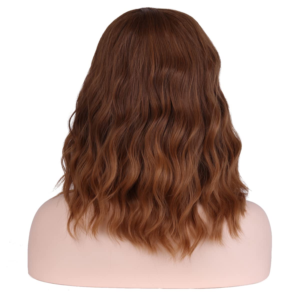 MAGQOO Brown Wig Ombre Brown Wig Brown Bob Wig Brown Wigs for Women Short Curly Wavy Brown Wigs Synthetic Cosplay Costume Wigs