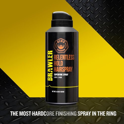 GIBS Grooming Brawler Hairspray - Strong Hold & Flexible Finish | 4.5oz Size