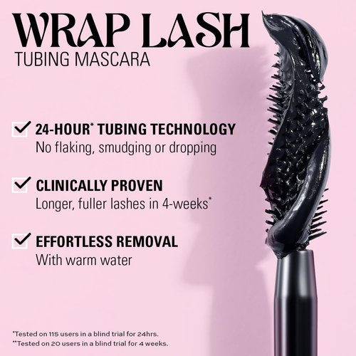 Revolution Beauty London Wrap Lash Tubing Mascara - Smudge-Proof & Water-Resistant, Vegan, Black, 0.28 fl oz