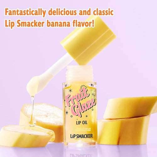 Lip Smacker Fruit Glaze Lip Oil - Ultra-Hydrating, High-Shine Finish, Non-Sticky Flavor | Banana