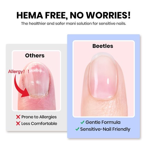 Beetles 4Pcs 15ml HEMA-Free Nail Tips Glue Kit with Builder Nail Gel, No Wipe Top Coat & Portable Nail Lamp, All-in-One Nail Extension Kit for Press on Nails False Nail Tips, DIY Salon Nails at Home