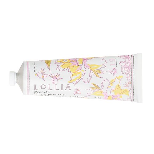 Lollia Breath Hand Cream - Moisturizing Peony & White Lily Lotion | 4 Oz Quick-Absorbing Formula