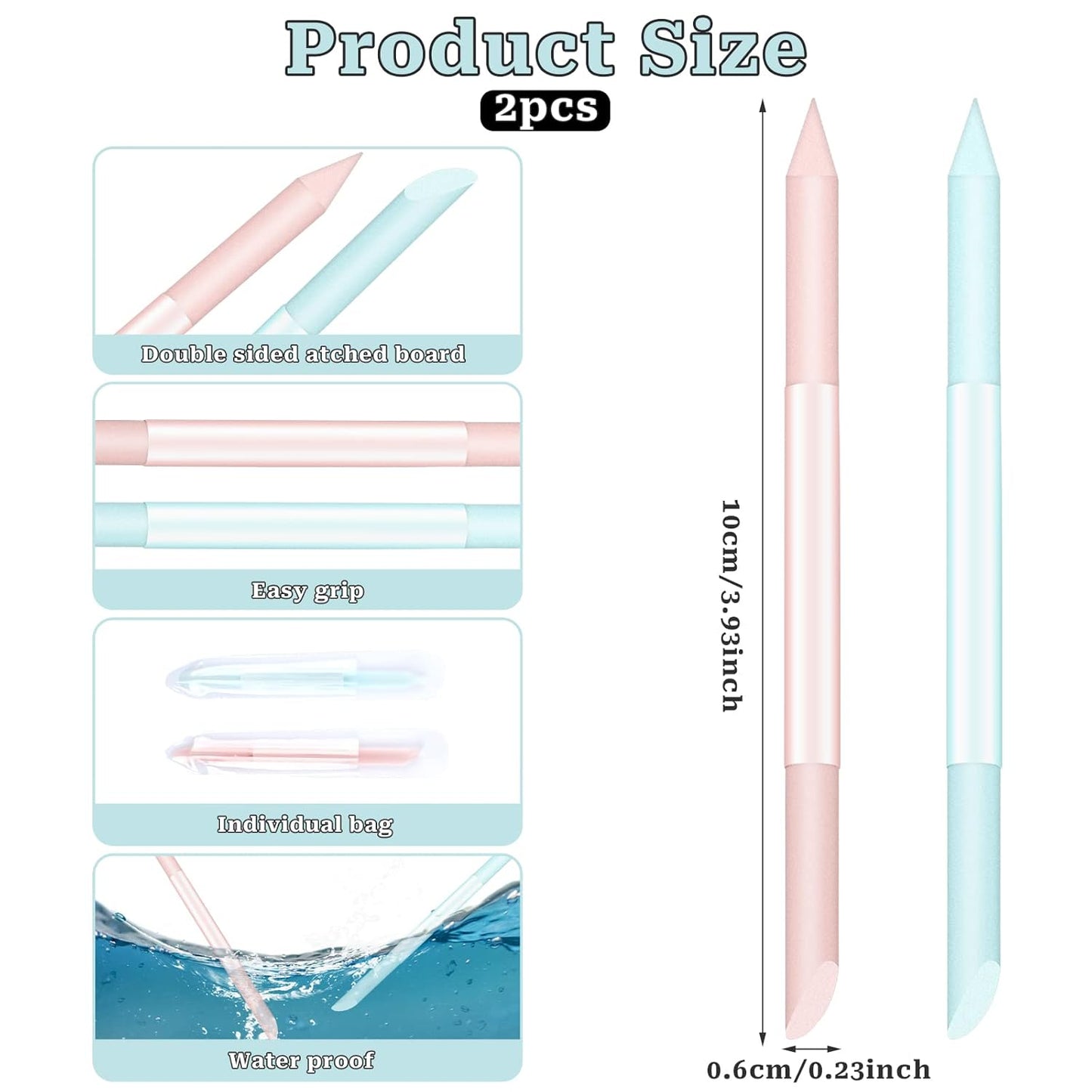 Skiennix Glass Cuticle Pusher Set - Double-Sided Cuticle Remover Tools for Perfect Manicures | 2 Pieces