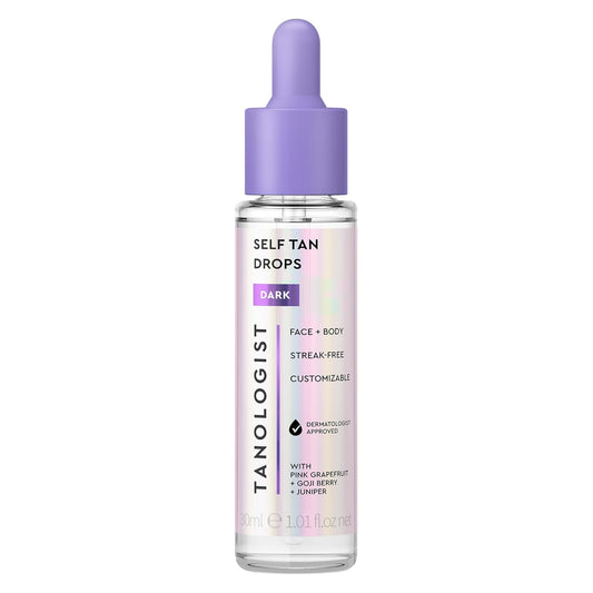 Tanologist Dark Self Tan Drops - Streak-Free Body & Face Tanning Solution | Vegan, 1.01 fl. oz/30 ml