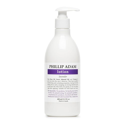 Phillip Adam Lavender Hand and Body Lotion - Fast Absorbing Moisturizer with Rice Bran & Sweet Almond Oil - 13.5 Fl Oz