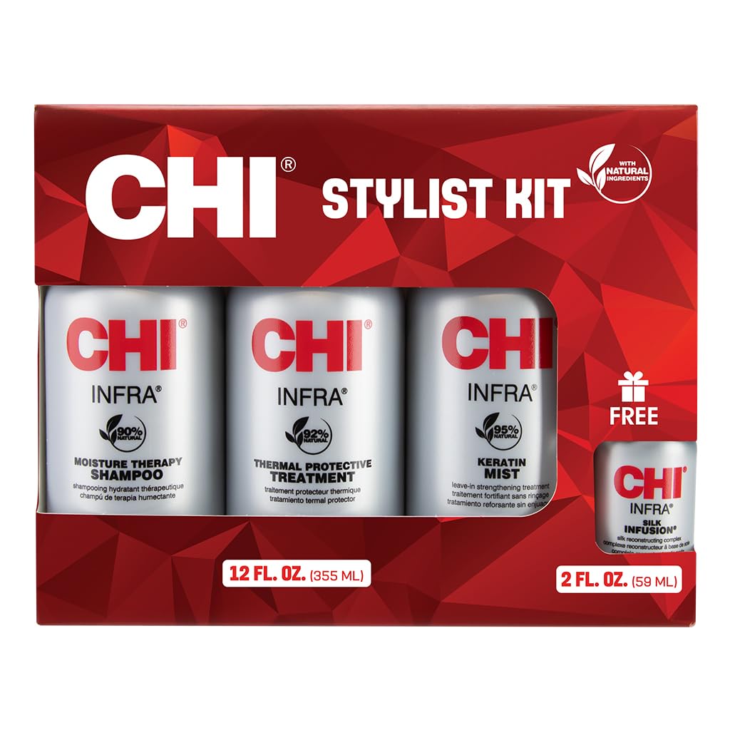 CHI Home Stylist Kit - 12 Oz Infra Shampoo, Treatment & Keratin Mist | Sulfate-Free & Cruelty-Free