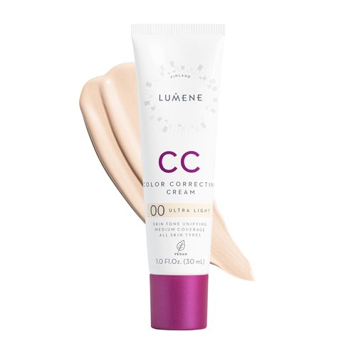 Lumene Color Correcting CC Cream - Lightweight Foundation for Glowing Complexion - Vegan Formula, 1 fl oz