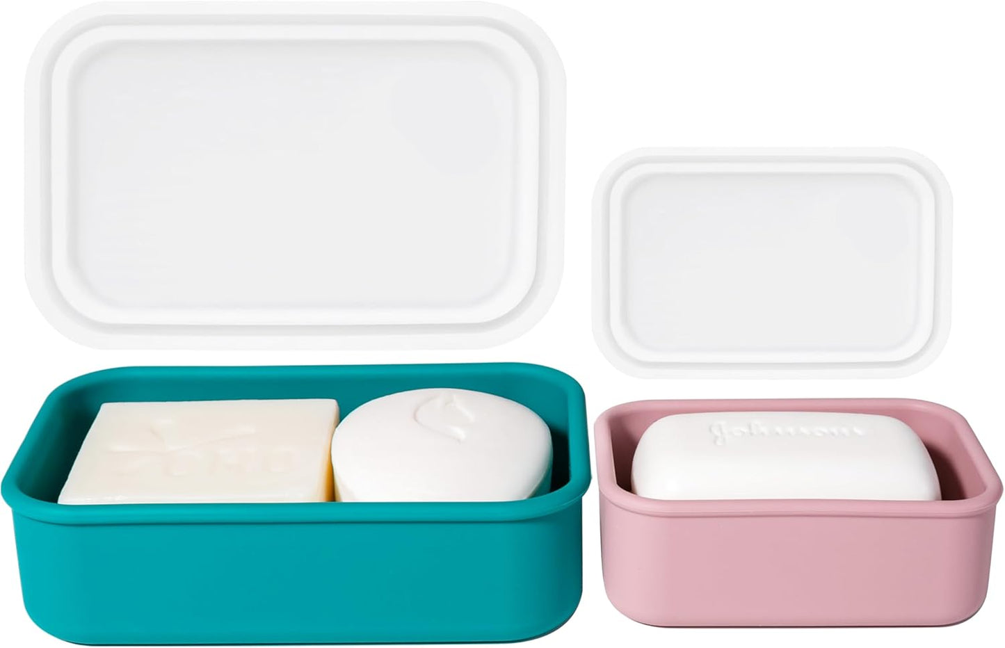 Skiennix Portable Leakproof Travel Soap Case - Compact Silicone Holder with Drainage Layer | Turquoise & Flamingo