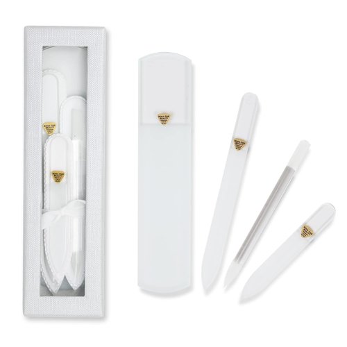 Bona Fide Beauty Nail Kit - Handmade Czech Glass | 4PC Gift Set for Teenage Girls in Clear Color