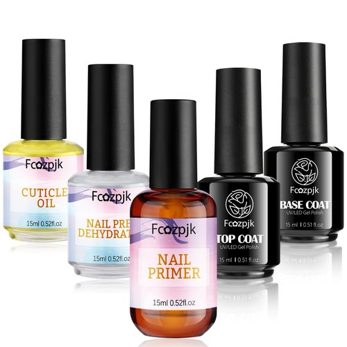 Fcozpjk 15ml No Wipe Gel Top Coat and Base Coat Set
