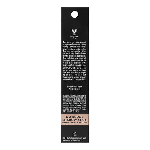 e.l.f. No Budge Shadow Stick - Long-Lasting Cream Eyeshadow in Champagne Crystal | High-Pigment, Vegan & Cruelty-Free
