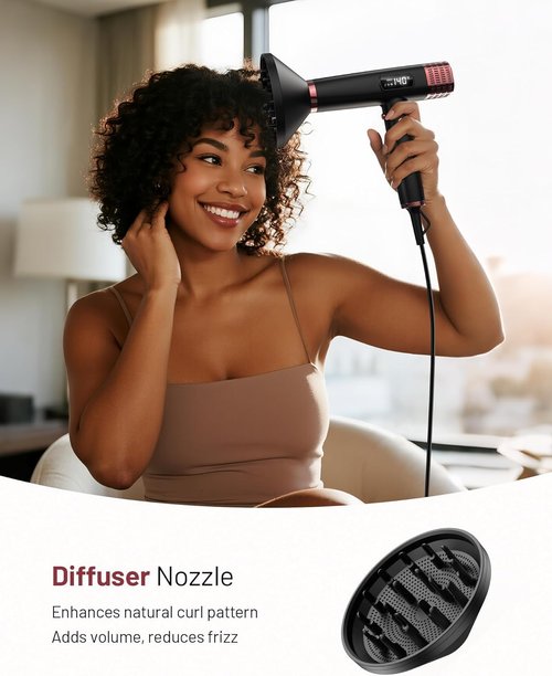 MESCOMB Travel Hair Dryer - 1875W Dual Voltage Ionic for Fast Drying & Frizz Control | Lightweight & Quiet, Black
