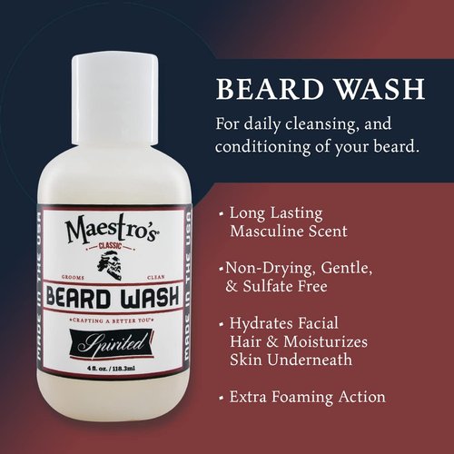 Maestro's Classic Beard Wash - Anti-Itch, Deep Cleaning Hydrating Cleanser for All Beard Types | 4 Ounce
