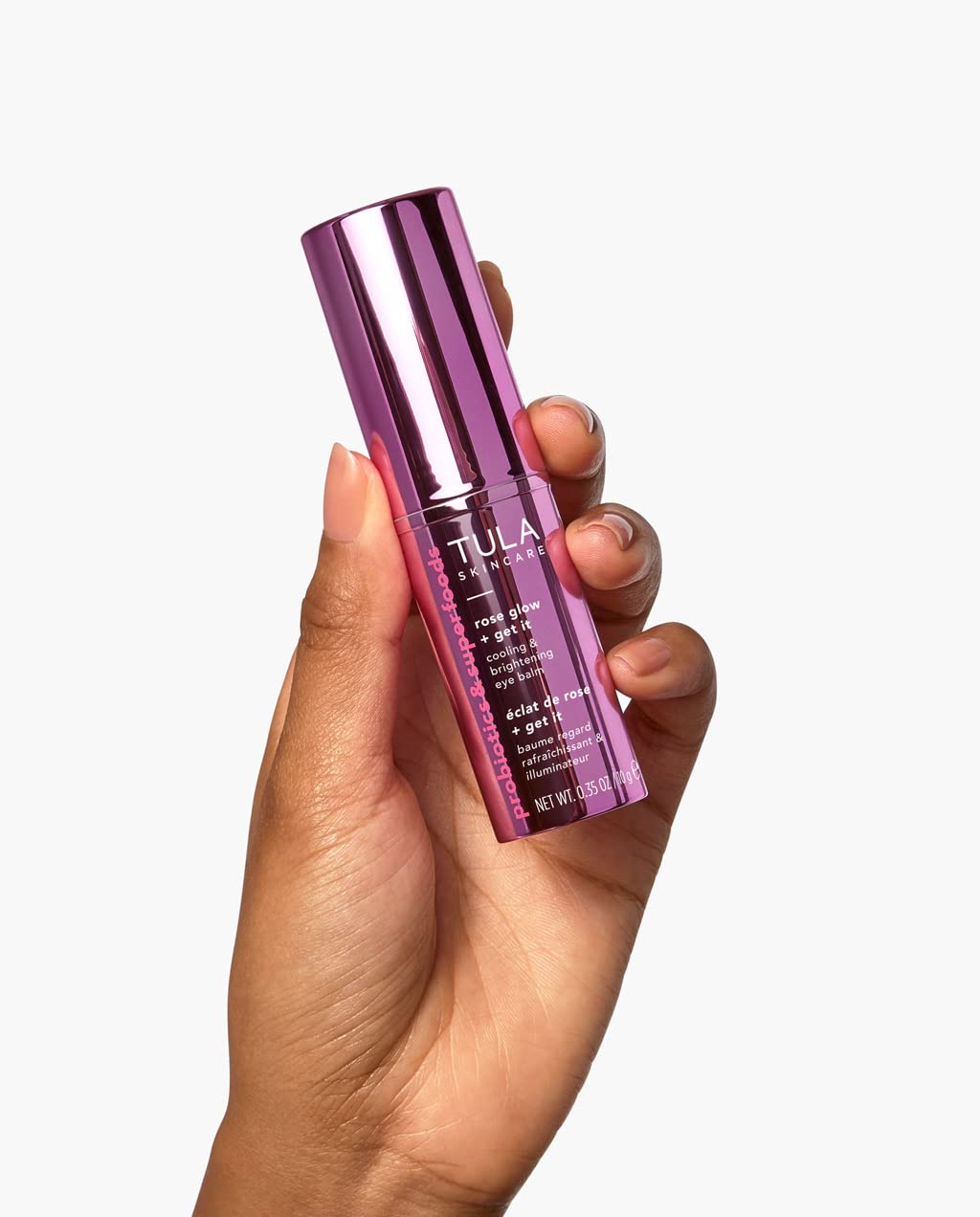 Tula Skin Care Chrome Rose Glow Eye Balm - Cooling Brightening Treatment for Dark Circles | Hydrates & Brightens Undereye, 0.35 oz.