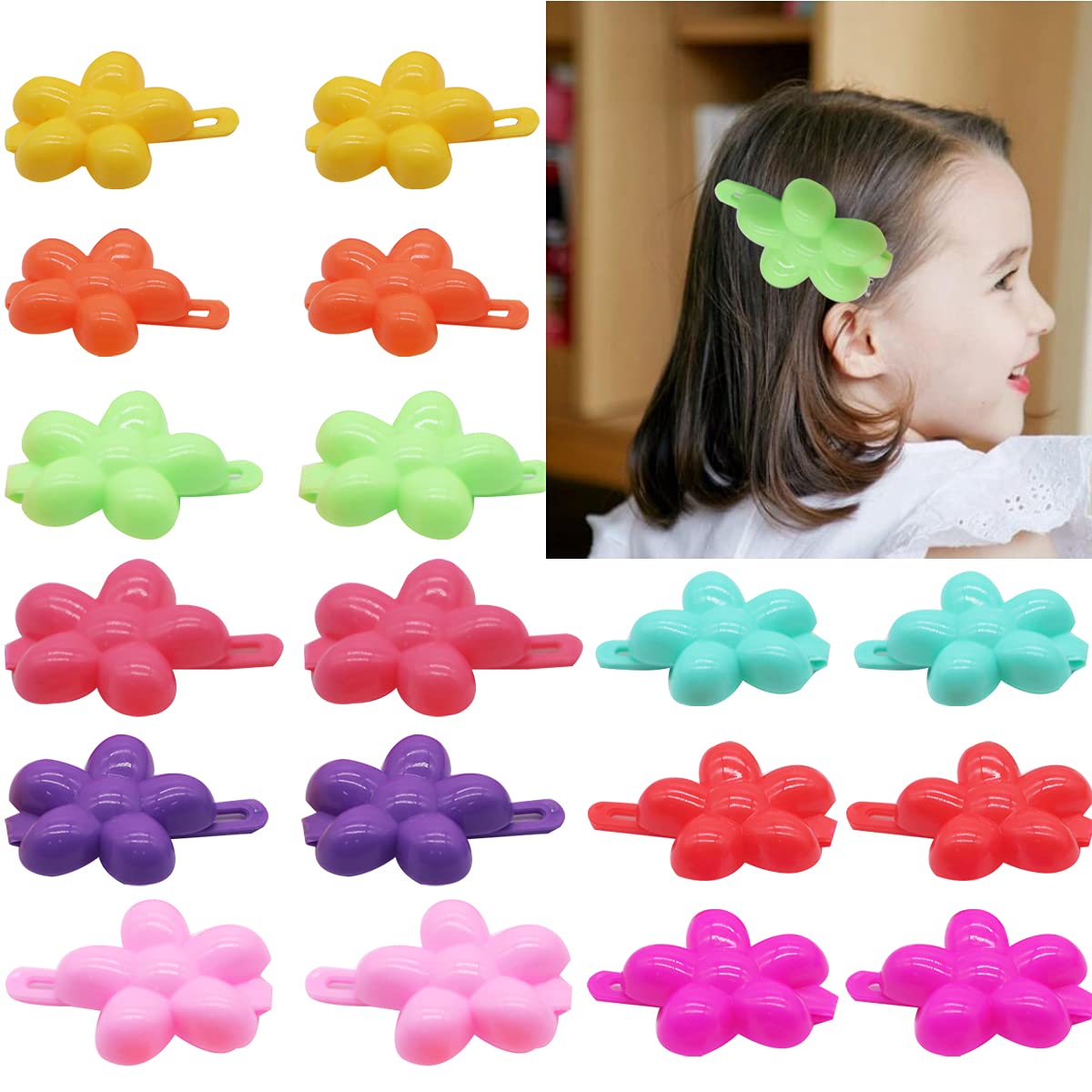 FZBNSRKO 100pcs Color Mini hair Clips,Children's Hairpin for Little Girls(flower's style)