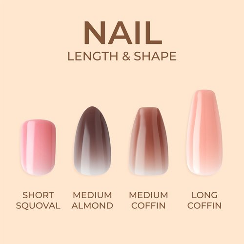 KISS Bare but Better, Press On Nails, Nail glue included, 'Nude Nude', Color, Medium Size, Coffin Shape, Includes 28 Nails, 2g glue, 1 Manicure Stick, 1 Mini File