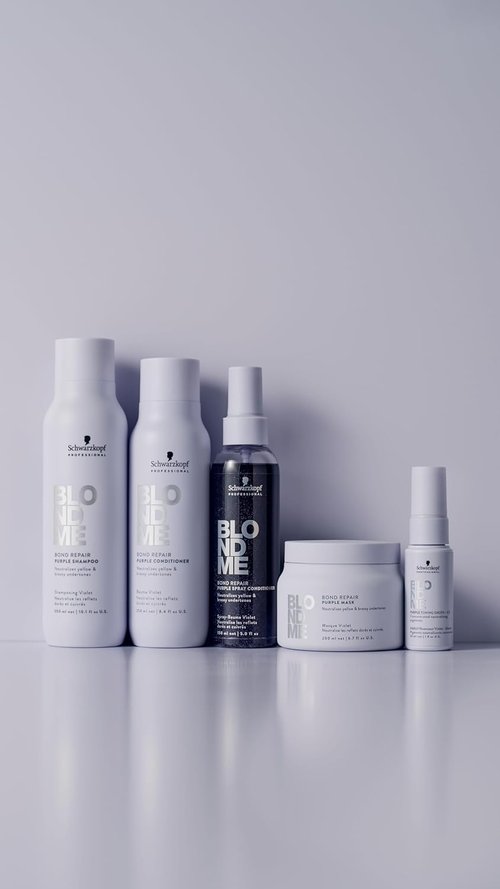 BlondMe Bond Repair Purple Mask - Neutralizes Yellow & Brassy Tones | For Healthy, Moisturized Blonde Hair