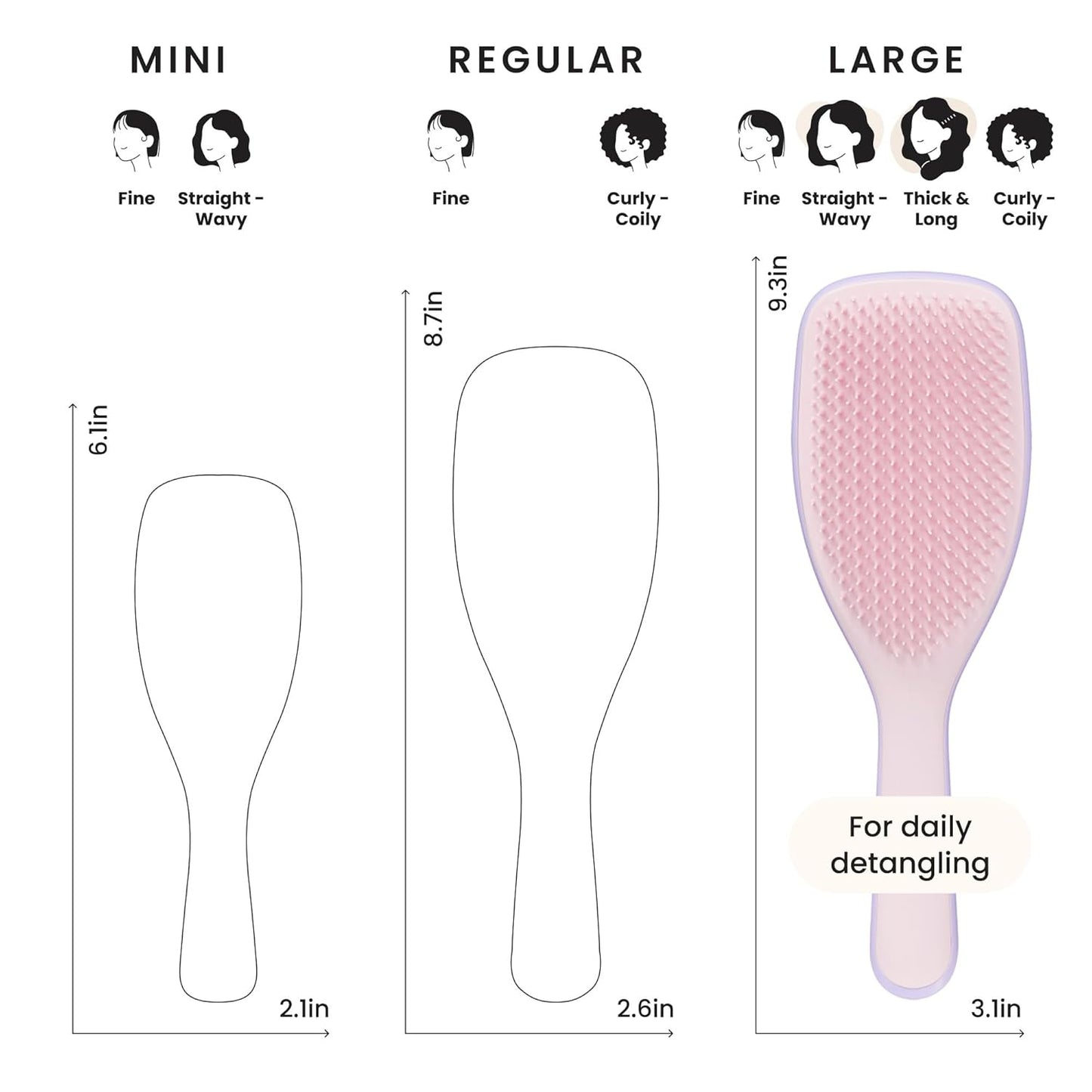 Tangle Teezer Ultimate Detangler Hairbrush for Wet & Dry Hair, Eliminates Knots & Reduces Breakage for Long, Thick, & Curly Hair Types, Large, Pink & Purple