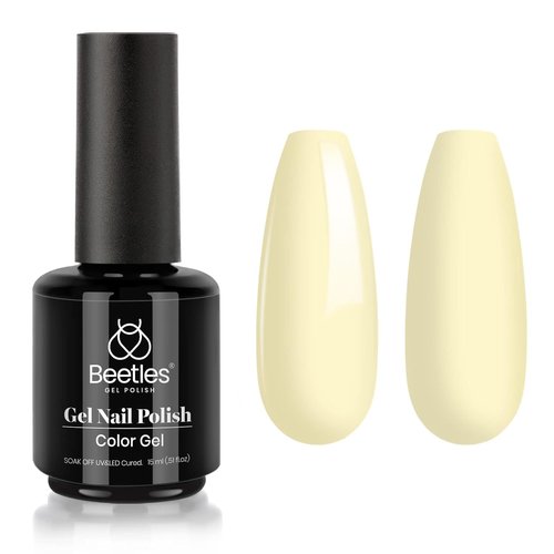 Beetles Pastel Yellow Gel Polish - Lemon Cheese 15ML/0.51Fl Oz, Yellow Gel Nail Polish, Soak Off UV LED Lamp Pastel Nails Art, Long-Lasting Manicure Salon DIY Home Easter Spring Nails
