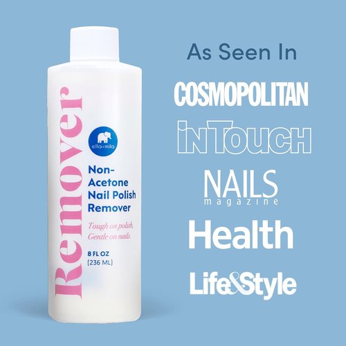 Ella+mila Non-Acetone Nail Polish Remover - Gentle, Nourishing Vegan Formula - 8oz