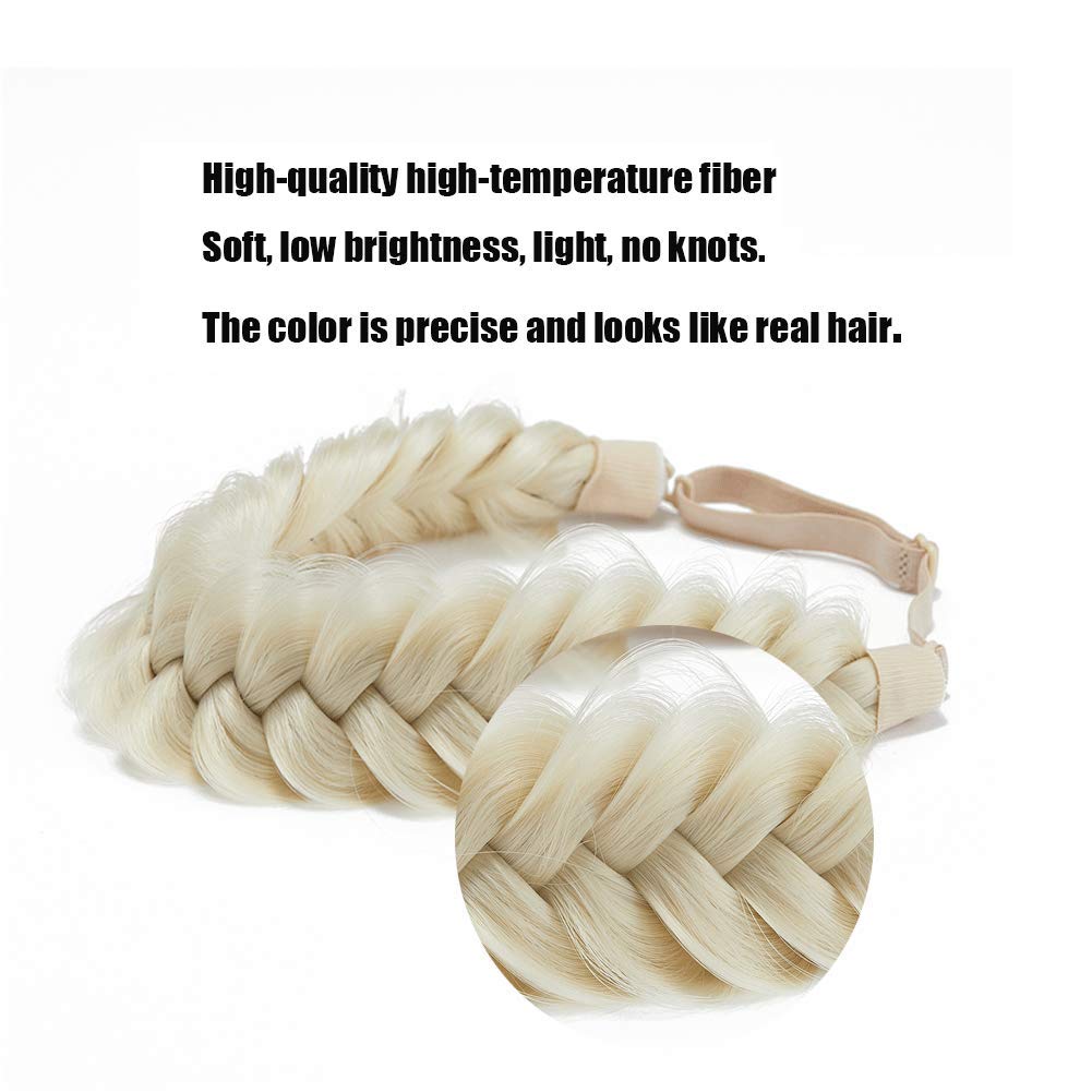 TOECWEGR Synthetic Hair Braided Headband Classic Wide Strands Wedding Disorderly Fluffy Braids Wig Band Women Beauty Accessory