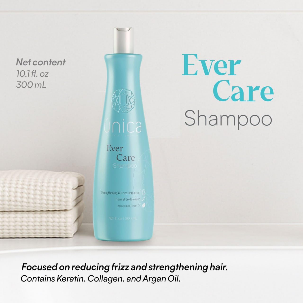 UNICA Smoothing Shampoo - Keratin, Collagen & Argan Oil for Frizz Control & Hydration | 10 oz