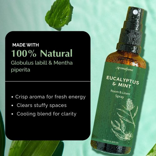 Aromafume Eucalyptus & Mint Room Spray - Aromatherapy Mist for Bedding & Fabrics | 100ml/3.38fl oz