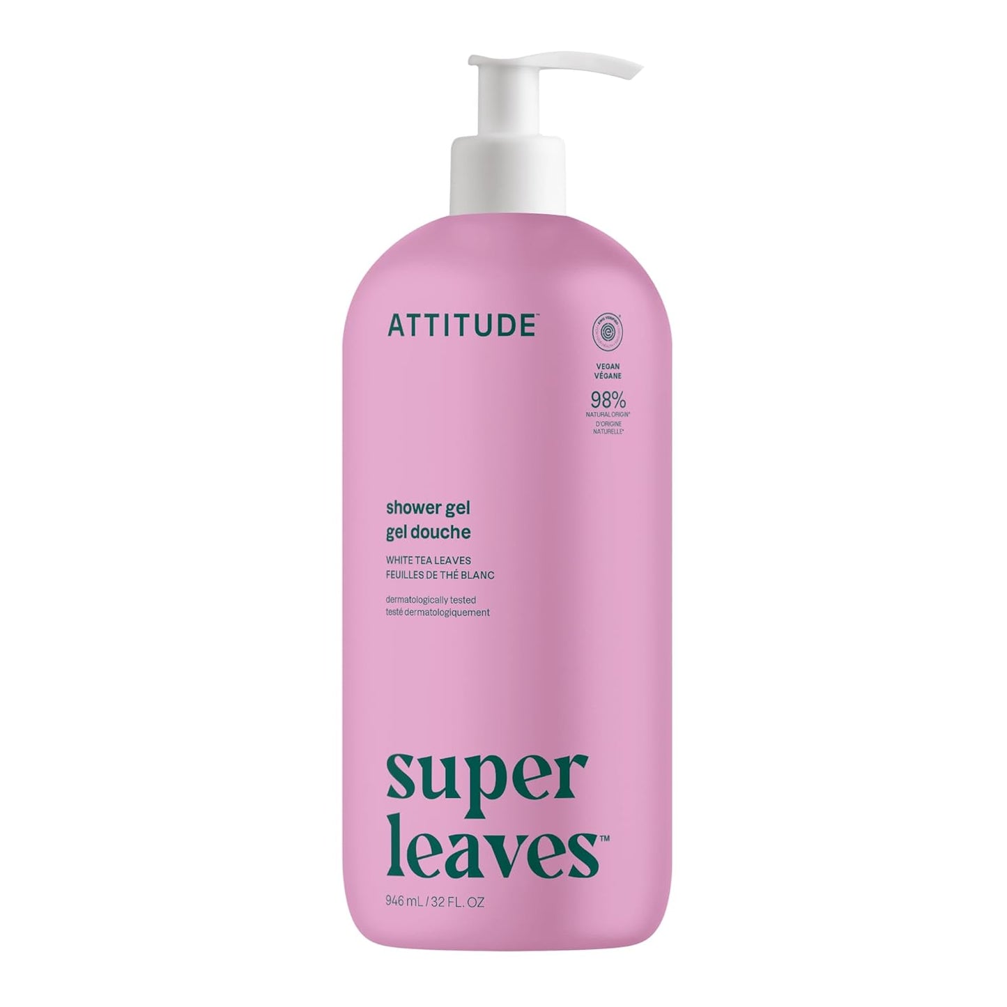 ATTITUDE Soothing Shower Gel - Vegan & Plant-Based Formula with White Tea Leaves | 32 Fl Oz