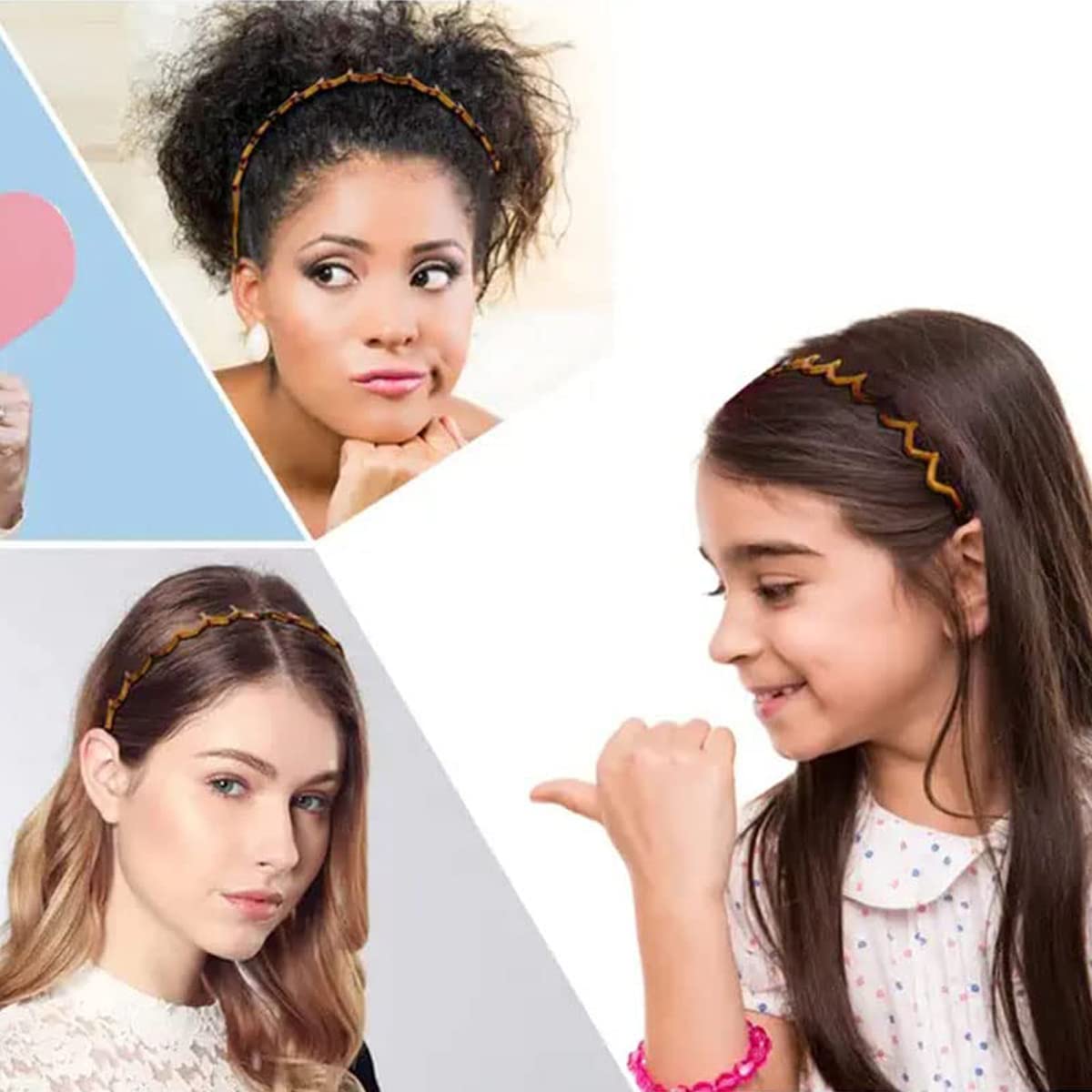 Vrose Flosi Fashion Wide Zig Zag Headbands for Women and Men - Plastic Wavy Hair Band with Teeth Comb - Classic 90s Hair Accessories for Face Washing Skin Care Makeup Hair Holder Everyday Use