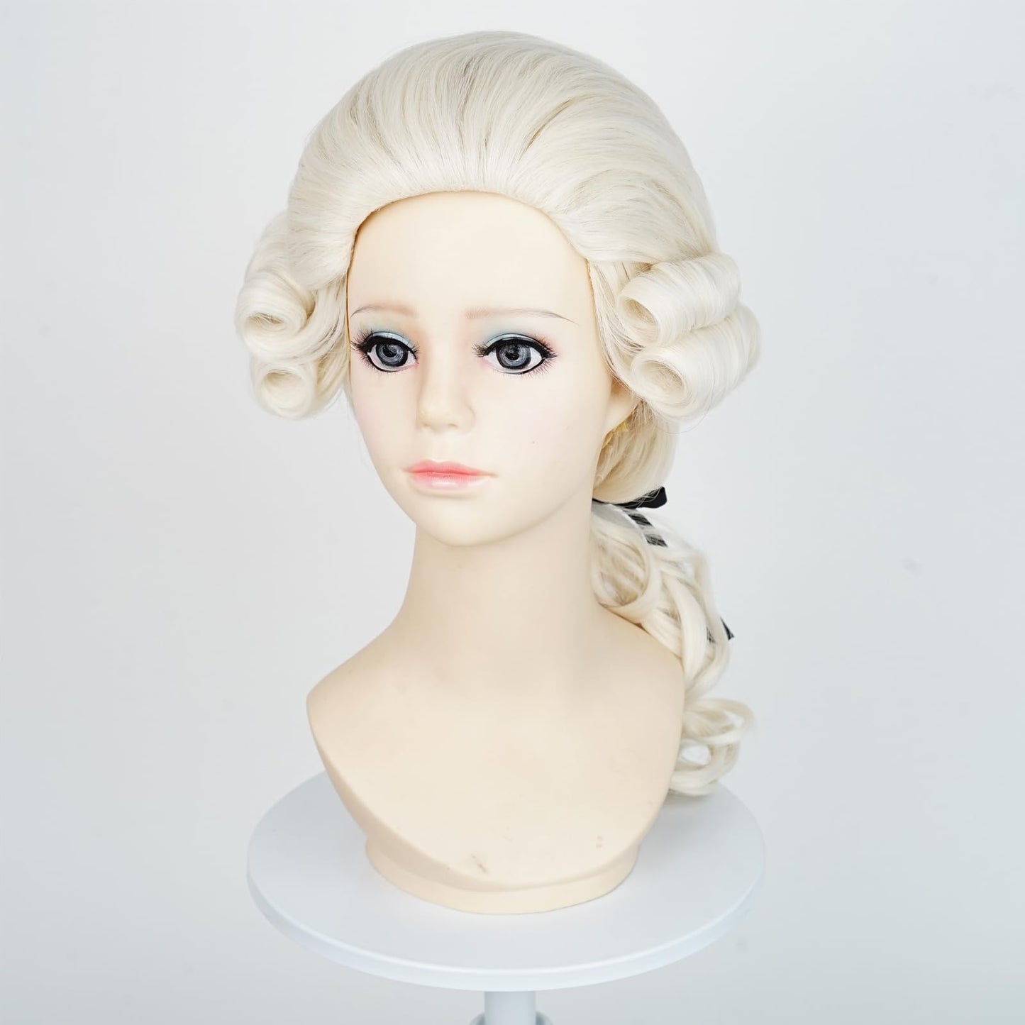 Kids Colonial Wig Powdered Wig Long Curly Blonde Judge Wig Lawer Wig for Girls Toddlers Halloween Costume Cosplay