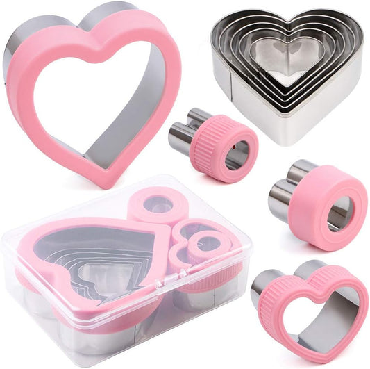 Heart Cookie Cutter Set,9 Piece Heart Shapes Stainless Steel Cookie Cutters Mold for Cakes Biscuits and Sandwiches,0.98"/1.45"/1.57"/1.96"/2.04"/2.32"/2.75"/3.18"/3.74" Assorted Sizes