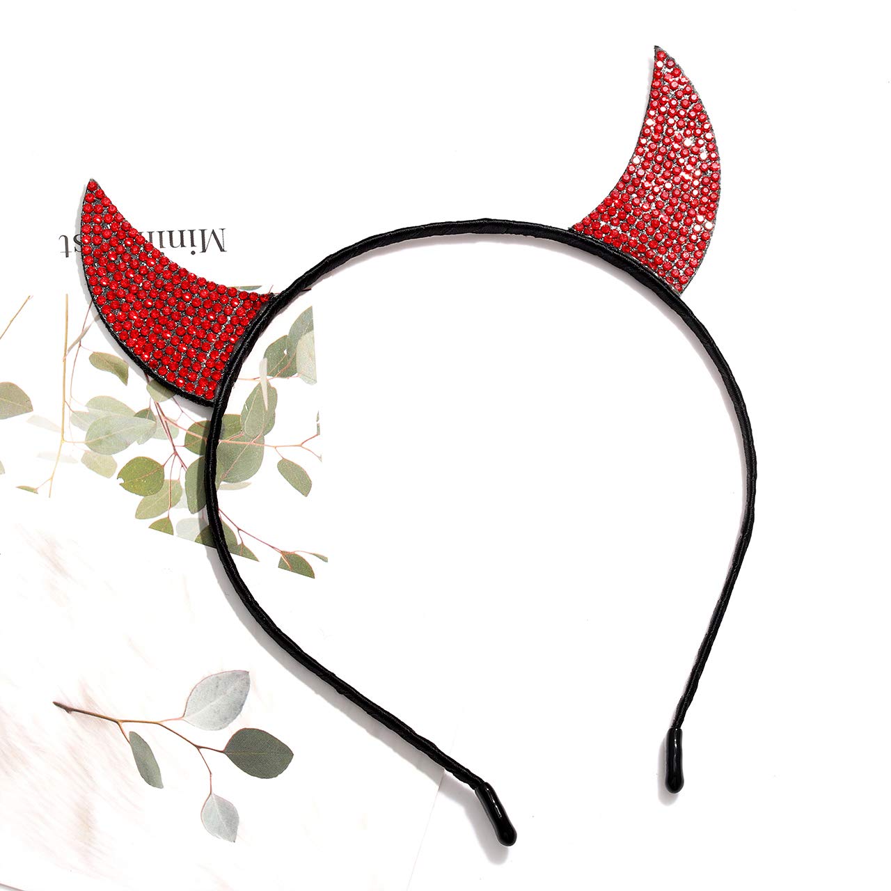 NEVEF Halloween Devil Horns Headband for Girls Shining Halloween Headband Costume Party Accessory for Women Men Boys (Rhinestone Devil Horns Headband)