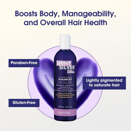 One 'n Only Shiny Silver Purple Shampoo - Argan Oil Toning for Blonde, Gray & Highlighted Hair - 12 fl oz