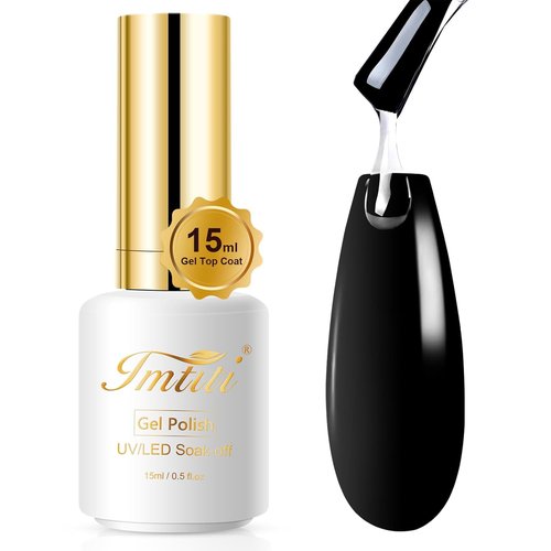 Imtiti No Wipe Gel Top Coat - High Shine, Long-Lasting & Chip Resistant Clear Nail Polish (0.54 Fl. Oz)