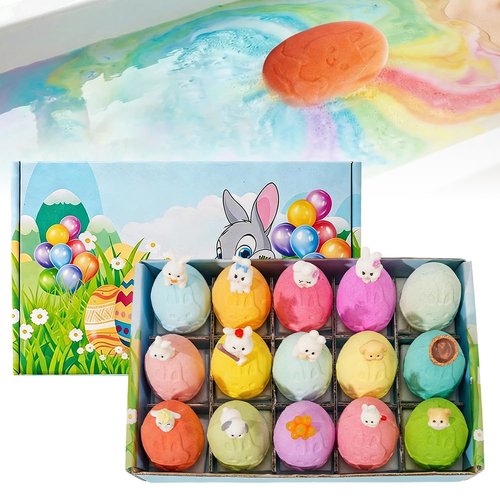 Kids Bath Bombs with Surprise Inside, 2026 New 15-Pack Bunny Series Bath Bombs, Creative Bubble Bath Fizzies for Kids, Fun Bath Bomb Gift Pack for Children