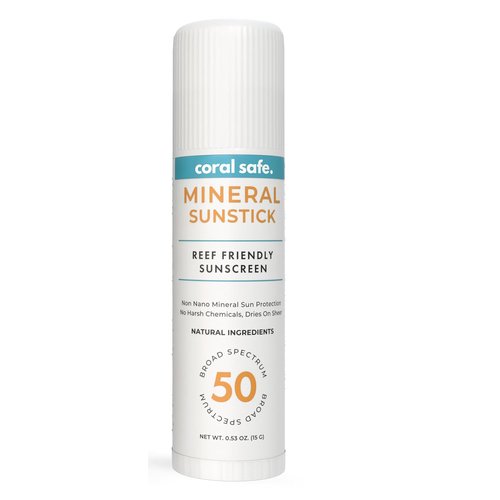 Coral Safe Reef Safe Sunscreen SPF 50 - Biodegradable Mineral Face Stick, TSA Approved, 80 Min Water Resistant
