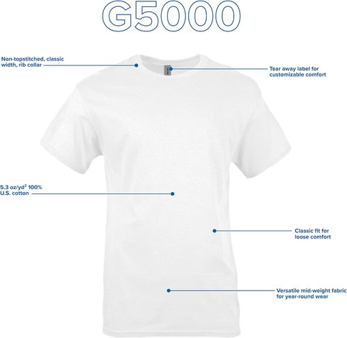 Gildan Heavy Cotton T-Shirt - Comfortable Adult Tee | Multipack Available in Various Colors