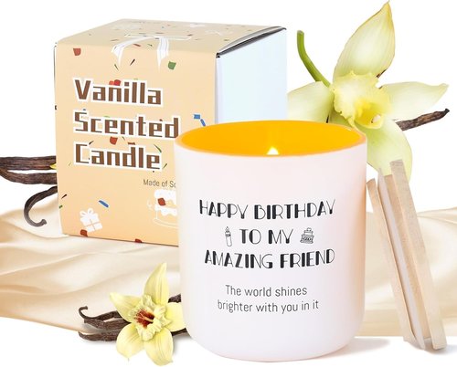 HAVITI Birthday Candle - Vanilla Sugar Scented Soy Wax 8oz | Luxury Gift for Women, Friends, and Family
