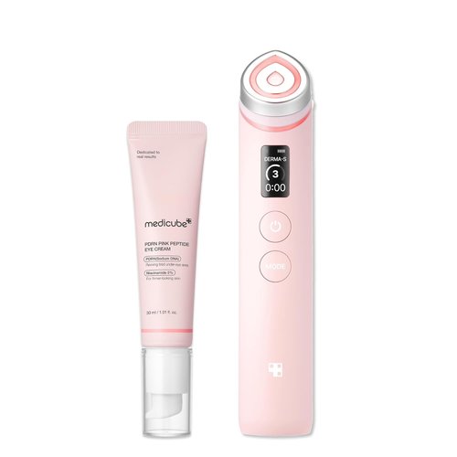 Medicube Booster Pro Facial Device & Eye Care Duo - Salmon DNA PDRN Pink Eye Serum | Retinol for Firmer, Plumper Skin