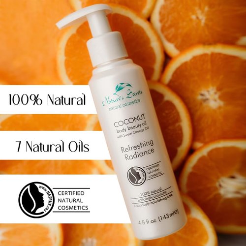 Nature's Secrets Organic Ceylon Coconut Body Oil - Nourishing Orange Oil for Dry Skin | 100% Natural, Non-Greasy