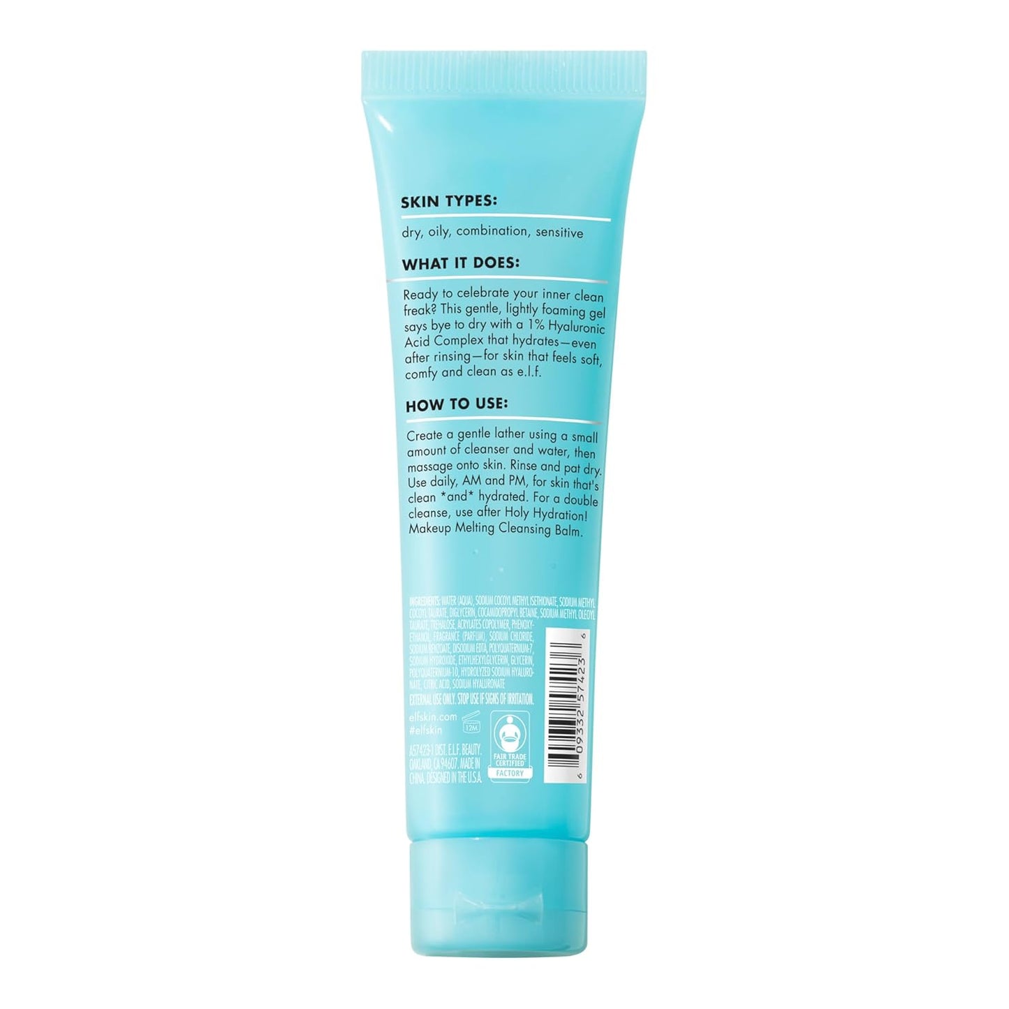 e.l.f. SKIN Daily Cleanser - Gentle Hydrating Face Cleanser with Hyaluronic Acid | Mini 1 fl oz