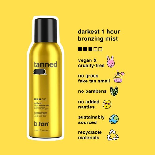 b.tan Self Tanner Bronzing Mist - Fast 1 Hour Express Sunless Tanning Spray for Dark Glow, 7 Fl Oz